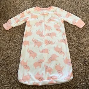 White Fleece Pink Elephant Sleep Sack - Just One You - Size 0-9 Months